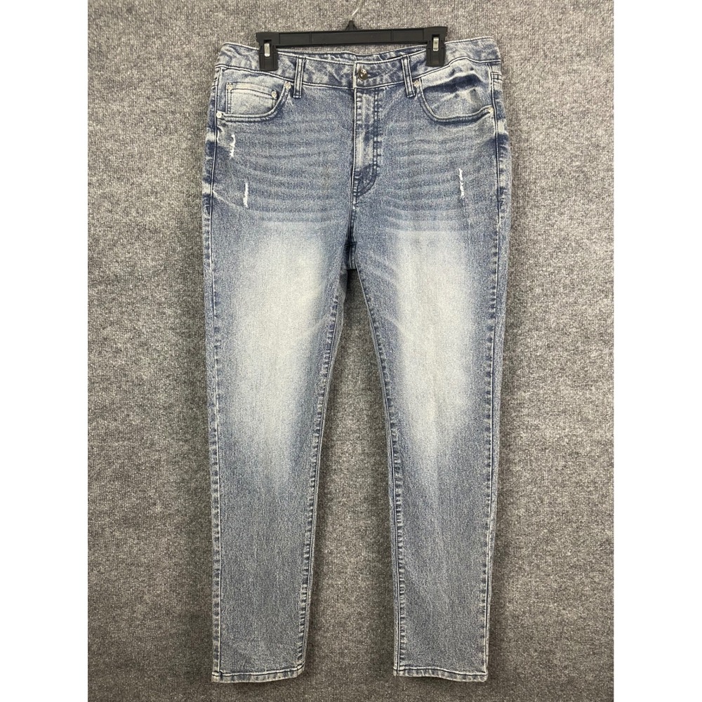 WXYZ MFG, Co. Nomad skinny Jeans Women's Size 34/32 Blue Distressed Light Wash